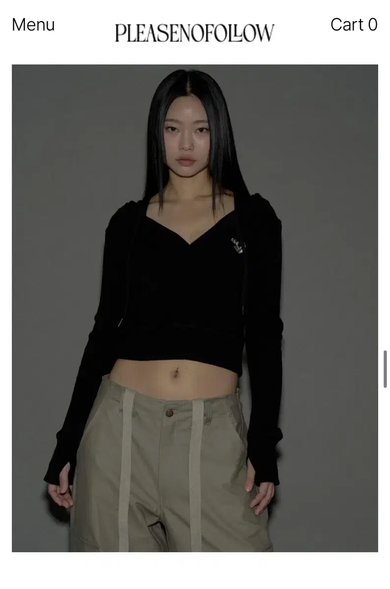 플리즈노팔로우 플노팔 deer Crop Hoodie Top 블랙